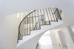 Spiral Staircase With Black or Stainless Steel Vertical Bars Balustrades
