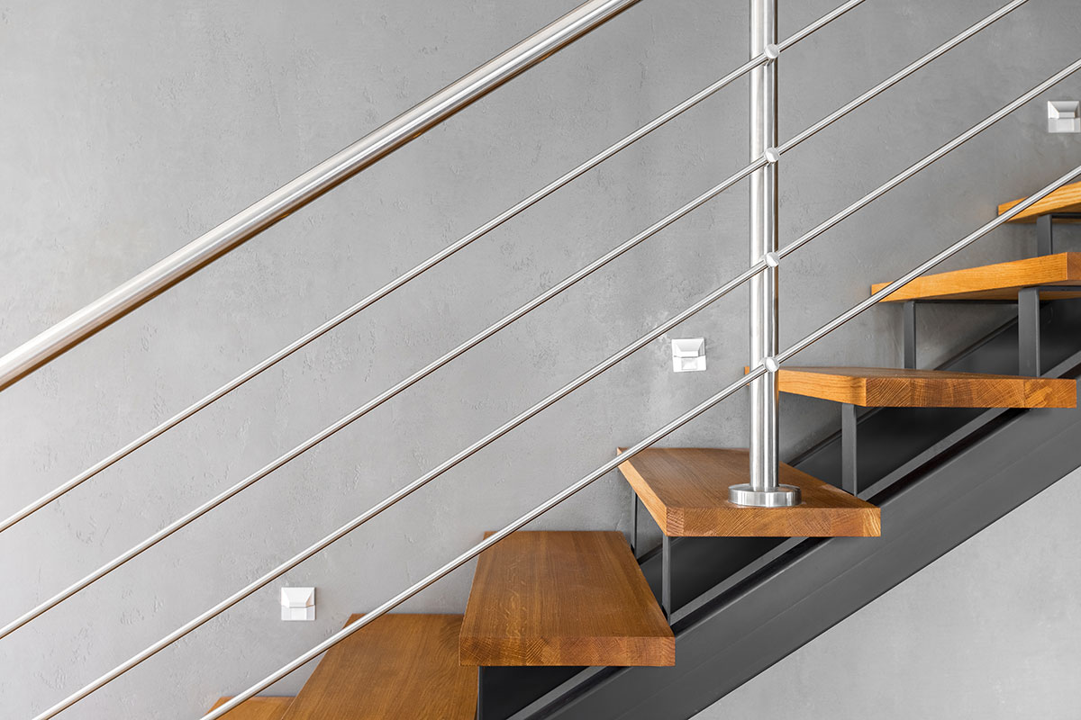 stainless steel and wood balustrade design idea