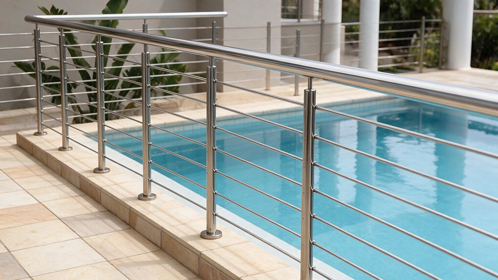 Stainless steel balustrades with horizontal filler bars