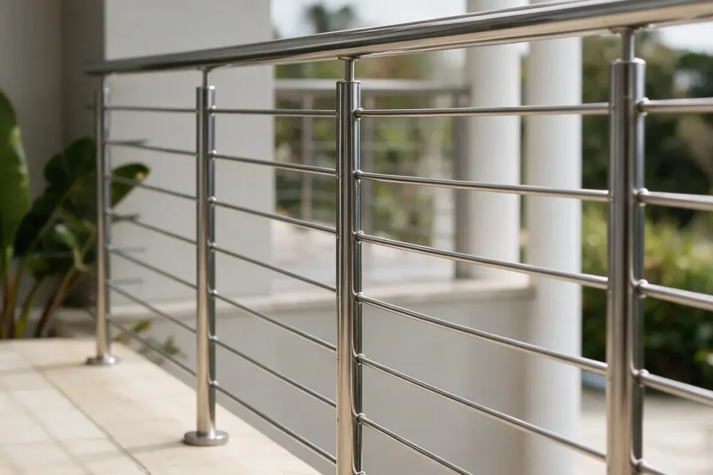 Stainless steel horizontal balustrade and handrail design