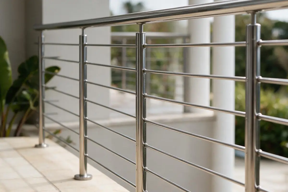 Stainless steel horizontal balustrade and handrail design