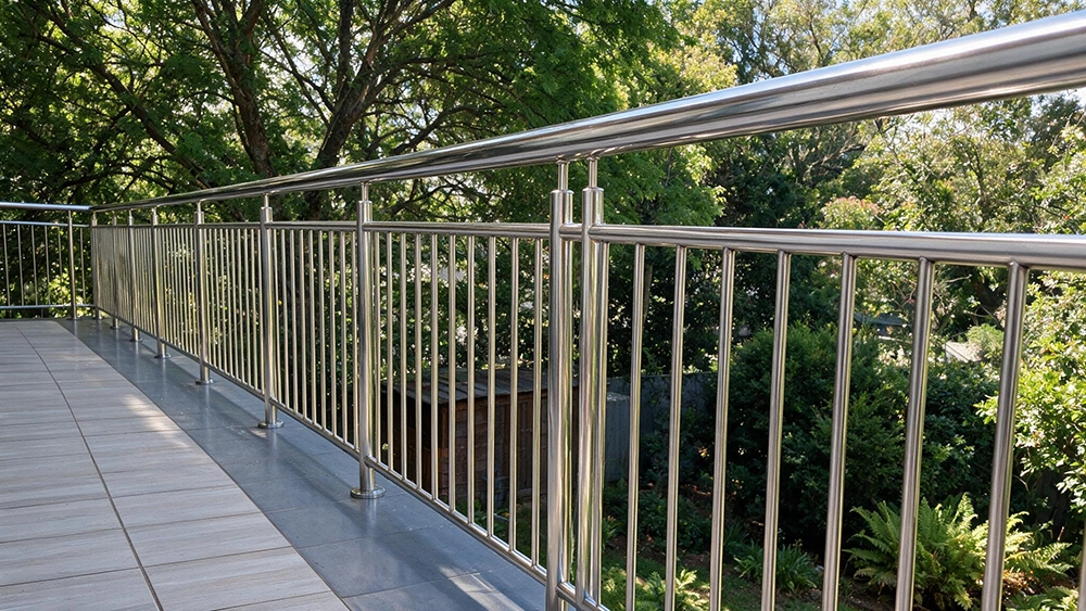 Vertical bar stainless steel balustrades for balconies and staircases